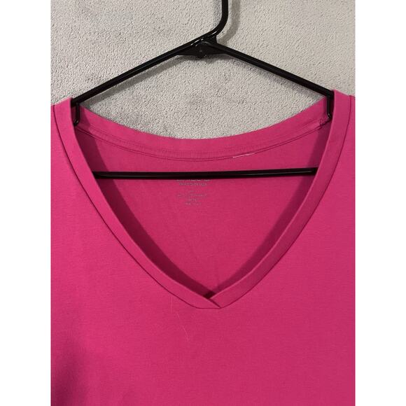 Chicos True Color Solid Top Dark Pink Womens Sz 3 US XL V-neck 3/4 Sleeve Tee - Picture 2 of 7